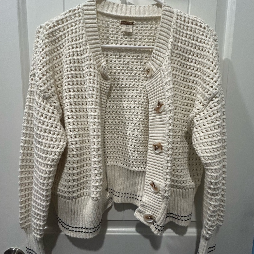 Women's Cream Sweater with Button Detail